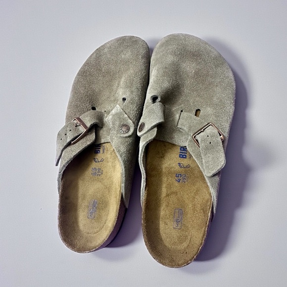 NWT Birkenstock Boston Leather Suede Taupe Clogs EU 45 / US M 12 - Picture 12 of 16